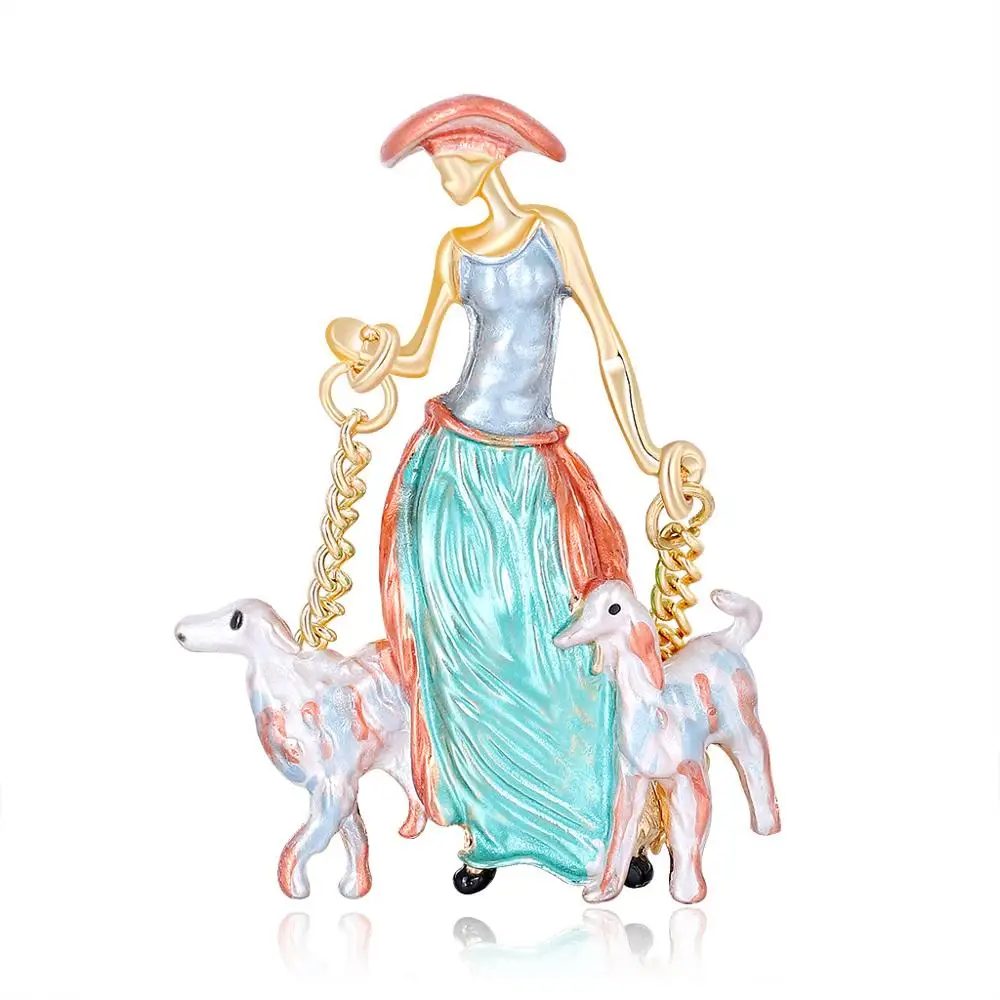 

Fashionable Elegant Gold-Plated Colored Enamel Ladies With Puppy Brooch Dog Brooch