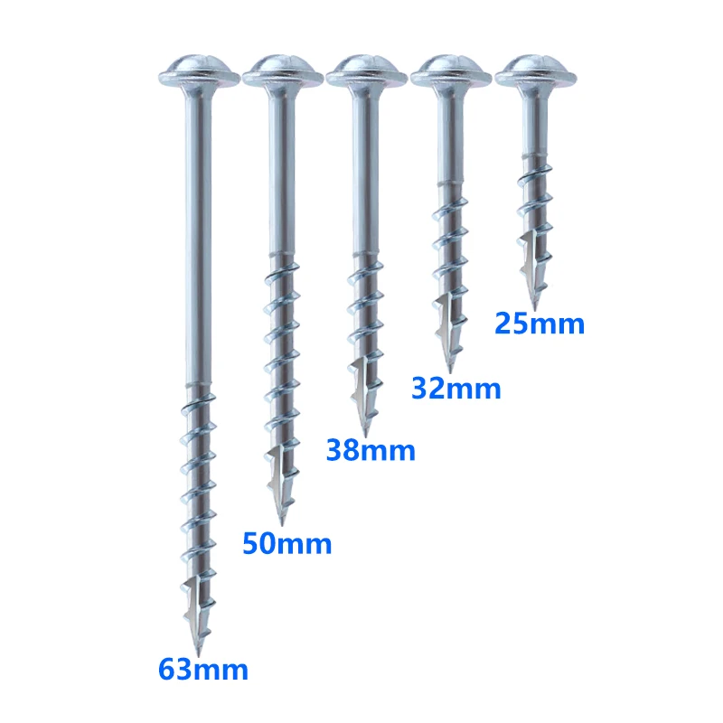 9mm/9.5mm Pocket Hole Plugs 25/32/38/50/63mm Zinc Coated Cross Head Wood Screws for Woodworking Joining Accessories