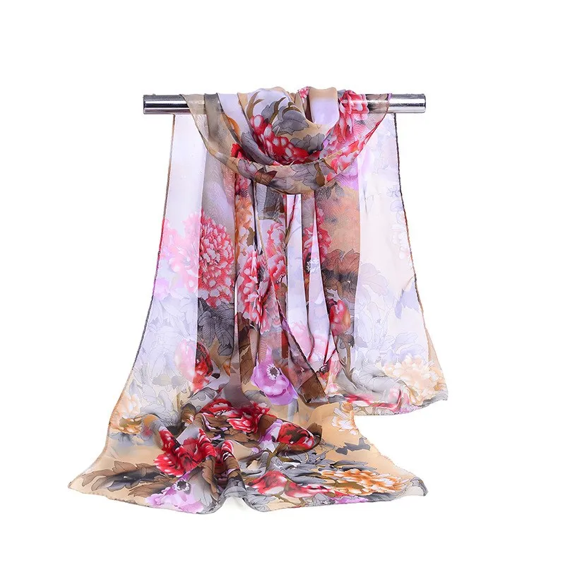 160*50cm New Fashion Print Chiffon Striped Scarf Wild Fashion Shawl Sunscreen Flower Floral Scarf Scarves