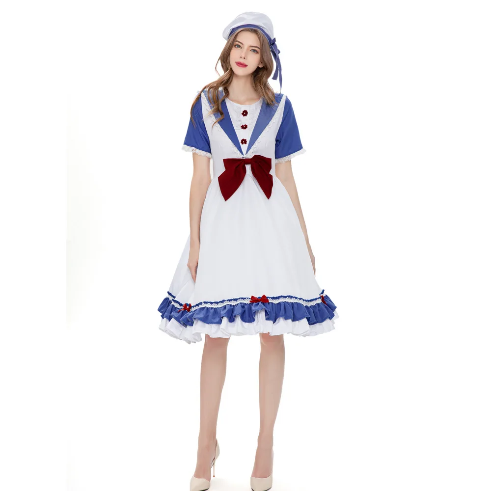 Erwachsene Frauen Spiel Maid Lolita Kleid Halloween Cosplay Kostüm Karneval Partei Rolle Spielen Bühne Zeigen Kleid Up Outfit