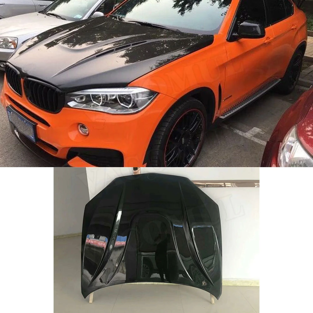 Carbon Fiber Front Engine Hood Vent Cover For BMW X5 X6 2007-2013 Car Bonnet Cap Styling