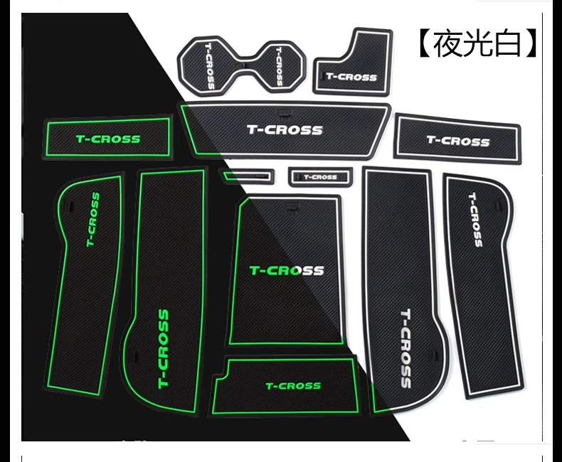13pcs Car Styling Interior Non-Slip Mat Door Groove Pad Cushion Rubber Mat Fit For Volkswagen T-Cross 2018 2019