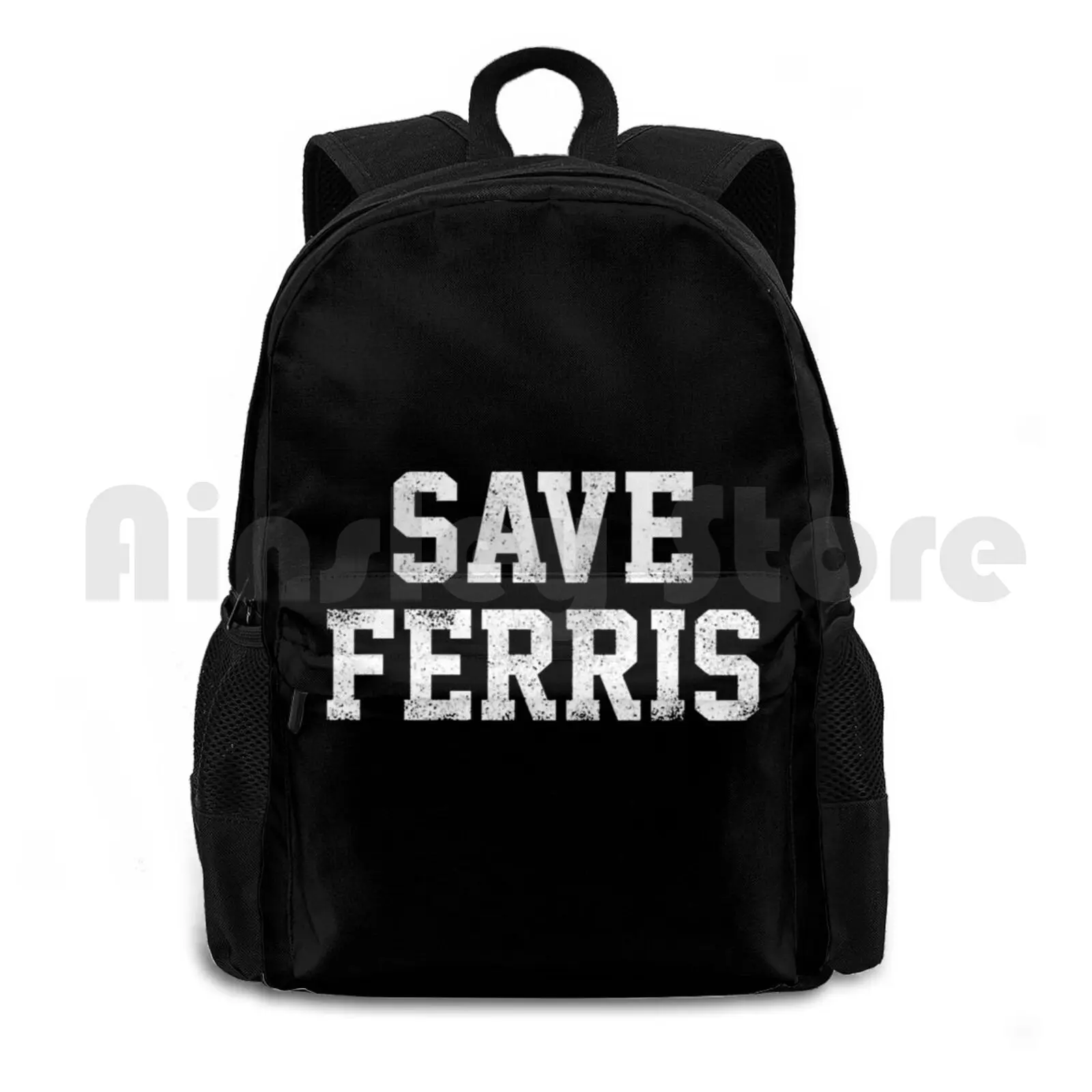 Save Ferris-White Outdoor Hiking Backpack Waterproof Camping Travel Save Ferris Ferris Bueller Day Off 80s Movies 80s Cult