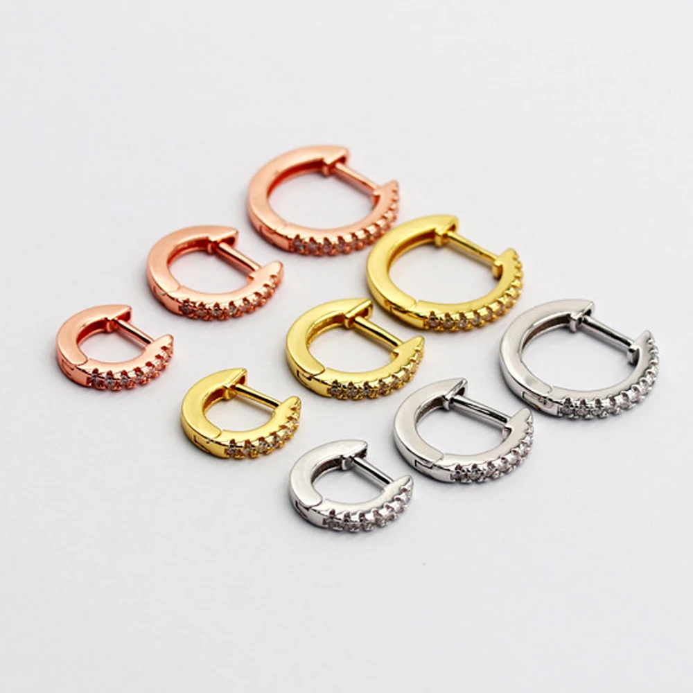 6/8/10 mm Zircon Ear Circle Piercing Hoop Cuff Earring Elegant Gold Color Closed Round Copper Ear Cartilage Clip Jewelry