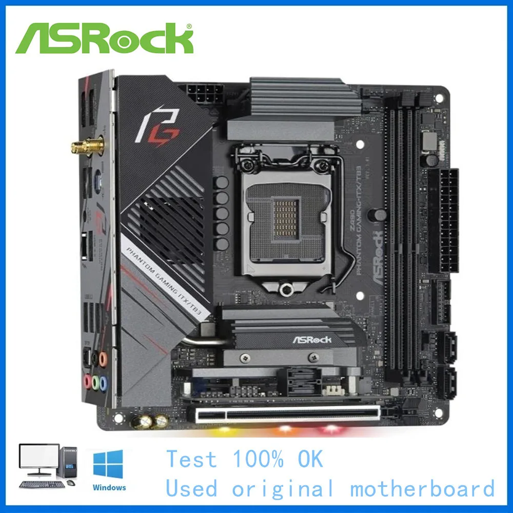 For ASRock Z490 Phantom Gaming-ITX/TB3 Computer Motherboard LGA 1200 DDR4 Z490 Desktop Mainboard Used Core i5 11400 11700 Cpus