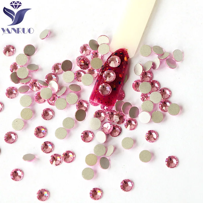 YanRuo Newly Light Rose 5A 2000NOHF Strass All Sizes Crsystal Rhinestones Flatback DIY Beauty Accessories Nail Art Decorations