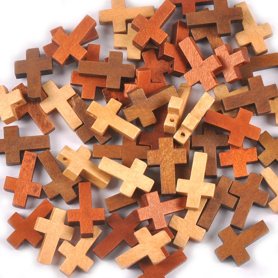 50 قطعة الخرز الصليب ديكورات خشبية الحلي قلادة معلقة مجوهرات الاطفال الهدايا الخشب لم تنته Craft بها بنفسك لوازم الحرفية M2575 #6