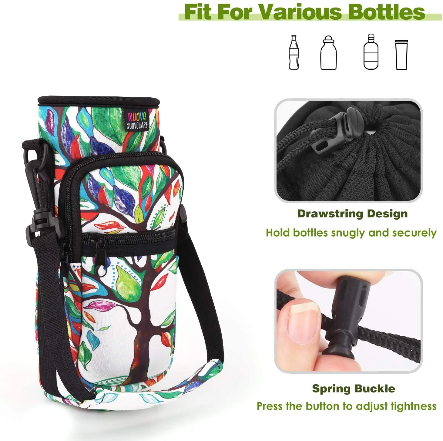 Water Bottle Carrier Holder Bag Universal Water Bottle Pouch High Capacity Sports Water Bottle Bag Outdoor Travel Camping