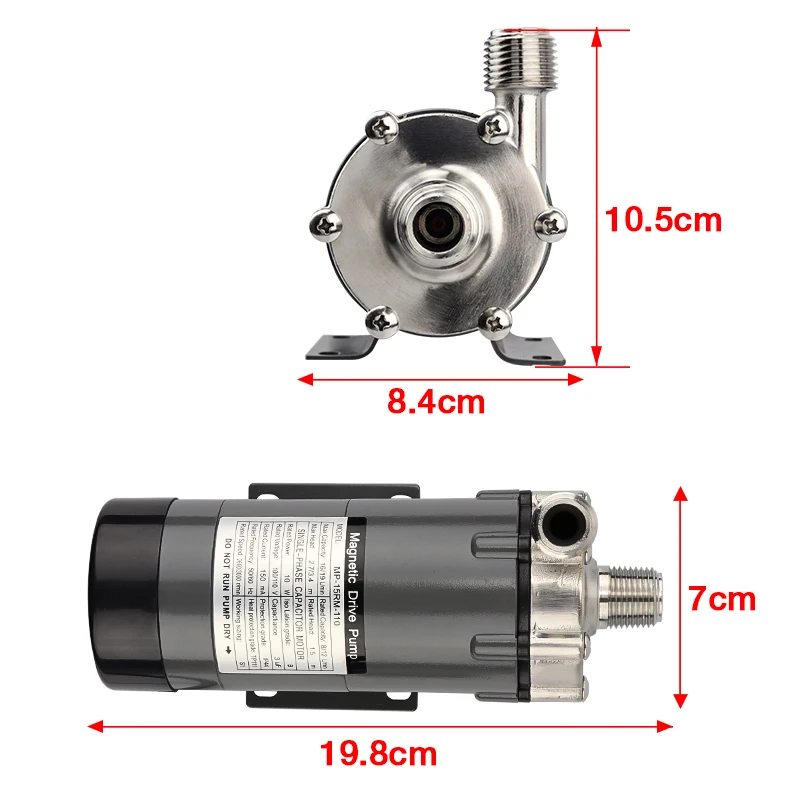 Upgrade Magnetic Beer Pump, Food Grade Stainless Steel Head with 1/2’’ Inch Thread,Home Brewing High Temperature Resistance Pump