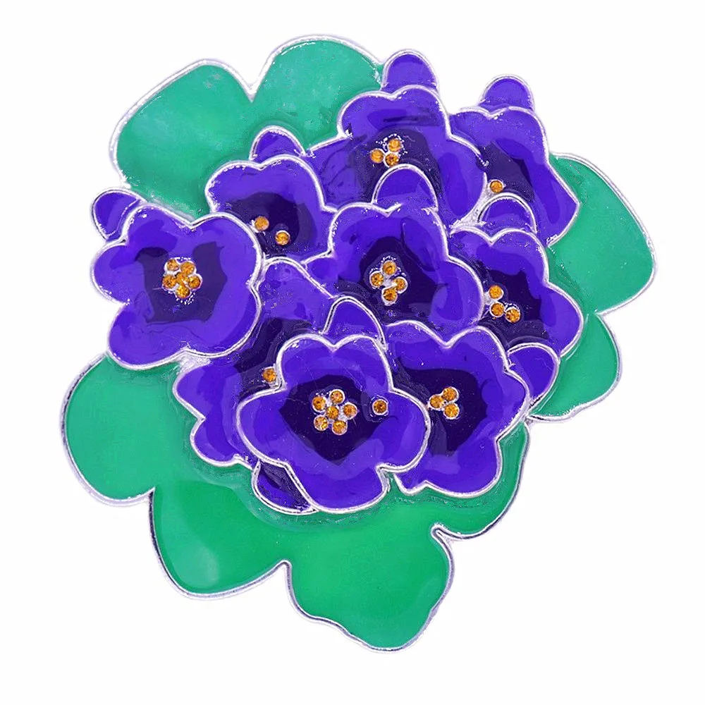 Customize Popular Large Size Heavy Green Leaf Purple Flower Greek Soror Label Women Service Life Delta Violet Brooches