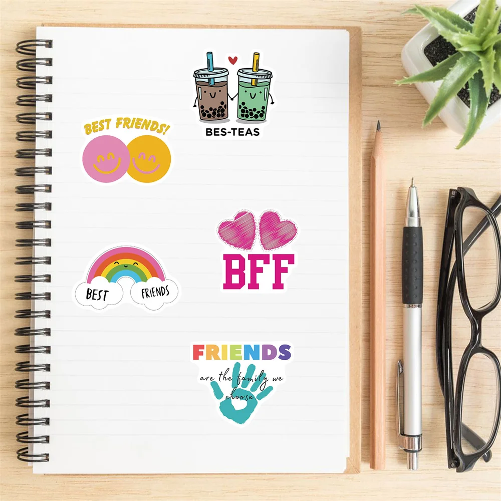 Best Friend Friendship Stickers for Notebooks, Stationery, Scrapbook, Pink Sticker, Material Craft Supplies, 50Pcs