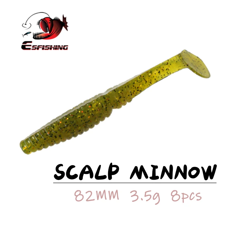 

ESFISHING Fishing Lures Scalp Minnow 8.2cm 8pcs 3.5g Attactant Soft Artificial Silicone Bait Sea Fishing Tackle