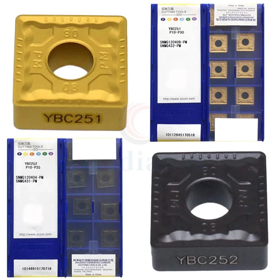 10Pcs SNMG120404 PM YBC251 SNMG120408 PM YBC252 SNMG1204012-PM YBC251 YBC252 Carbide Insert CNC Metal Lathe Tools Turning Insert