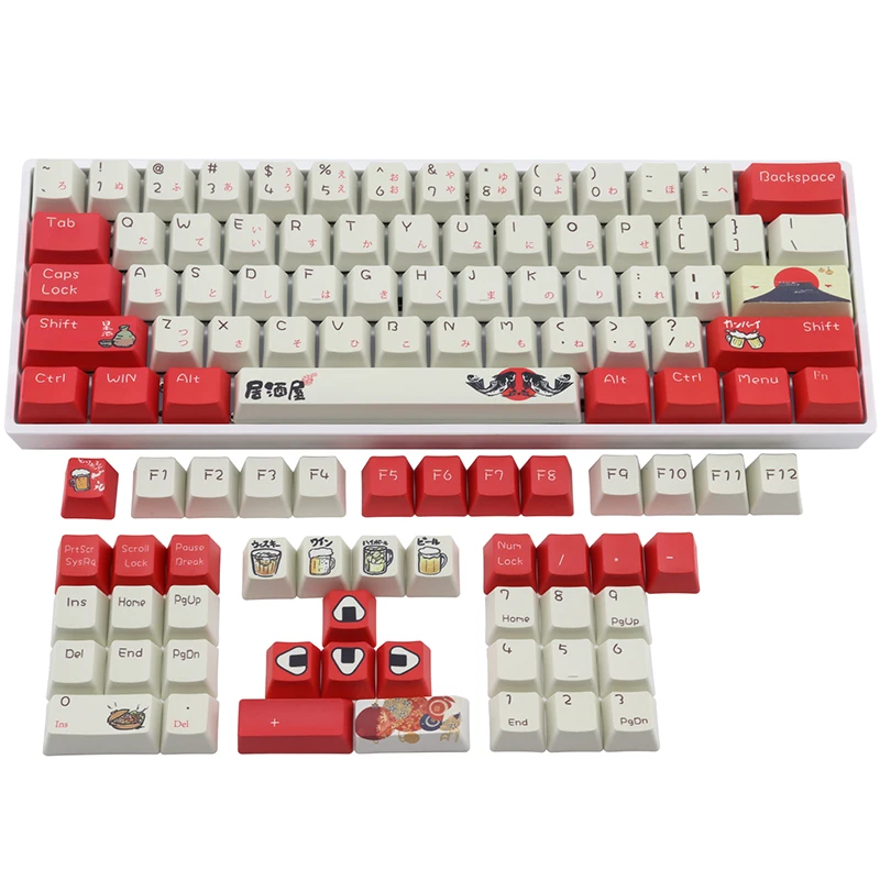 Izakaya Keycaps PBT Keycap 108 Key OEM Profile Japanese Element Dye Sublimation Cherry MX Mechanical Keyboard Key-Cap