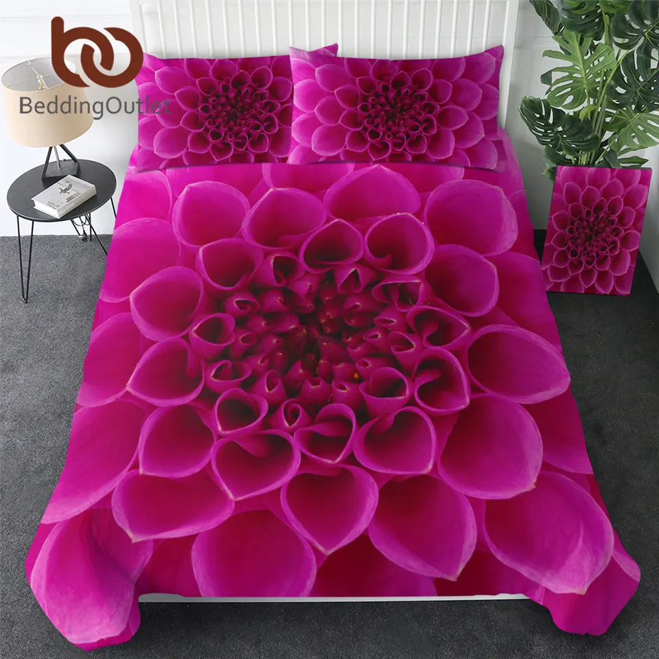 

BeddingOutlet Flower Bedding Set Blooming Plant Quilt Cover Set Queen Rose Red Home Textiles Floral 3d Printed Bed Set Dropship