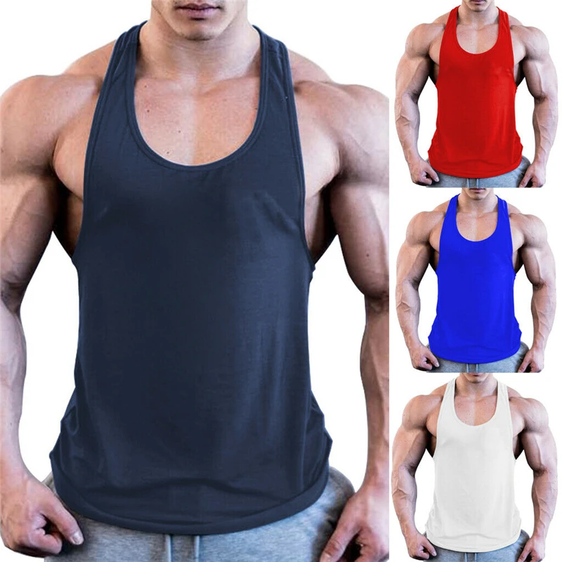 Gym Men Muscle SleevelessTank Top Bodybuilding Sport Fitness Workout Vest Top Tee