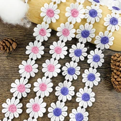 5 Yards Daisy Flower Lace Trim 25MM Ribbon Tape DIY Embroidered for Sewing Decoration African Lace Fabric Wedding Clothing Decor