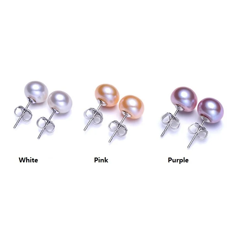 Natürliche Süßwasser Perle Stud Ohrringe Echt 925 Sterling Silber Ohrring Für Frauen Schmuck Mode Geschenk