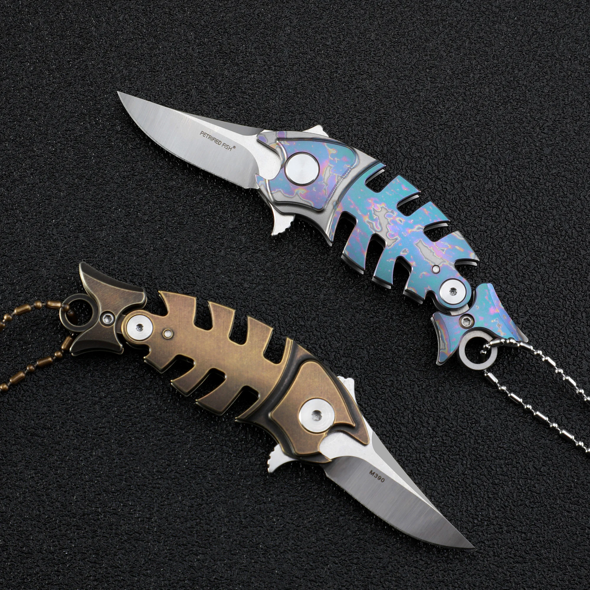 Petrified Fish PF900 Pocket Folding Knife Tool Multipurpose Jackknife M390 Steel Titanium Handle EDC Outdoor Self-defense