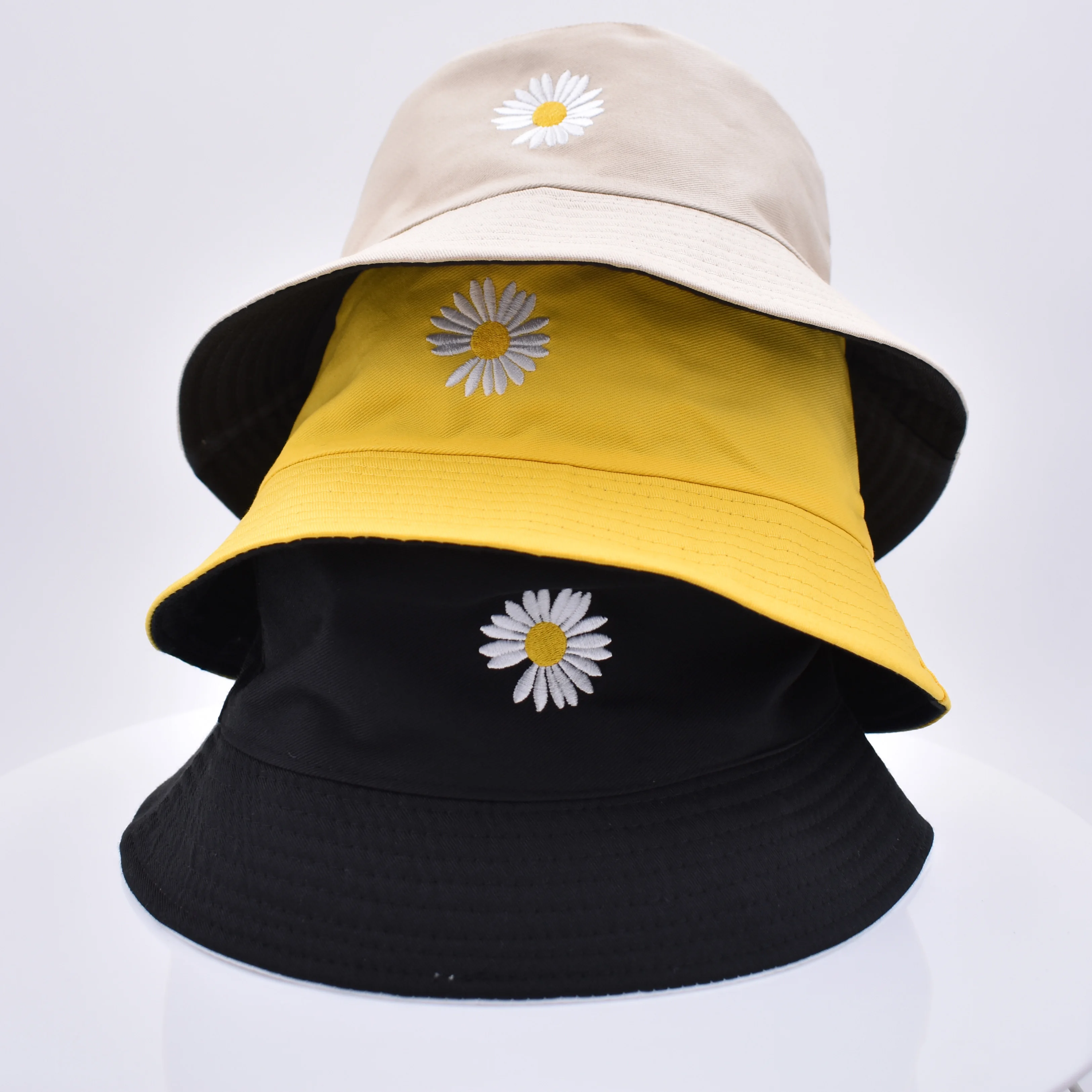 Summer  Daisies Bucket Hat Women Men Cotton  Fashion Sad Boy Cap Girls Double-Sided daisy Bob Sun Femme Floral Panama Hat