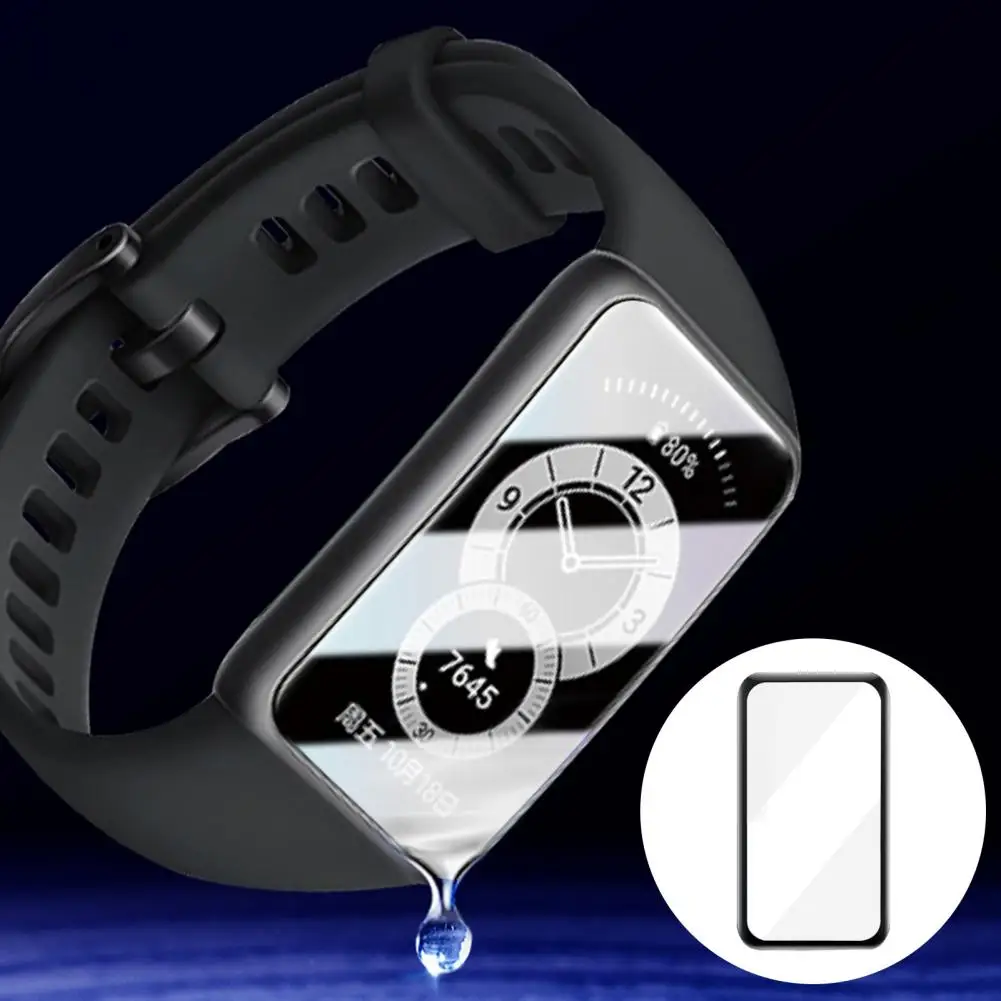 2Pcs Protective Film 3D Curved Full Edge Hot Bending HD Glass Bracelet Screen Film for Smart Bracelet 6