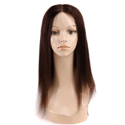BHF-peluca recta con malla frontal 4 #, pelo largo marrón 100% Natural, cierre de encaje con parte en U, cabello humano