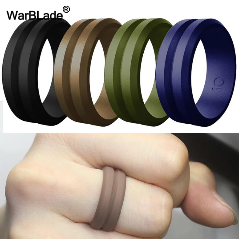 WarBLade 8MM V-groove Silicone Rings Hypoallergenic Flexible Sports Men Wedding Rubber Bands Food Grade FDA Silicone Finger Ring