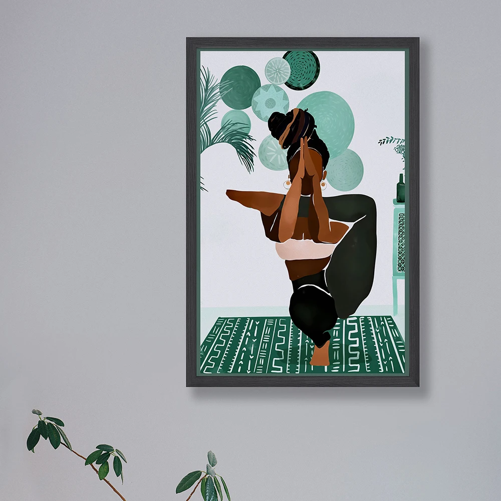 Femme noire Yoga Pose mur Art - Yoga Fitness Photos avis et prix
