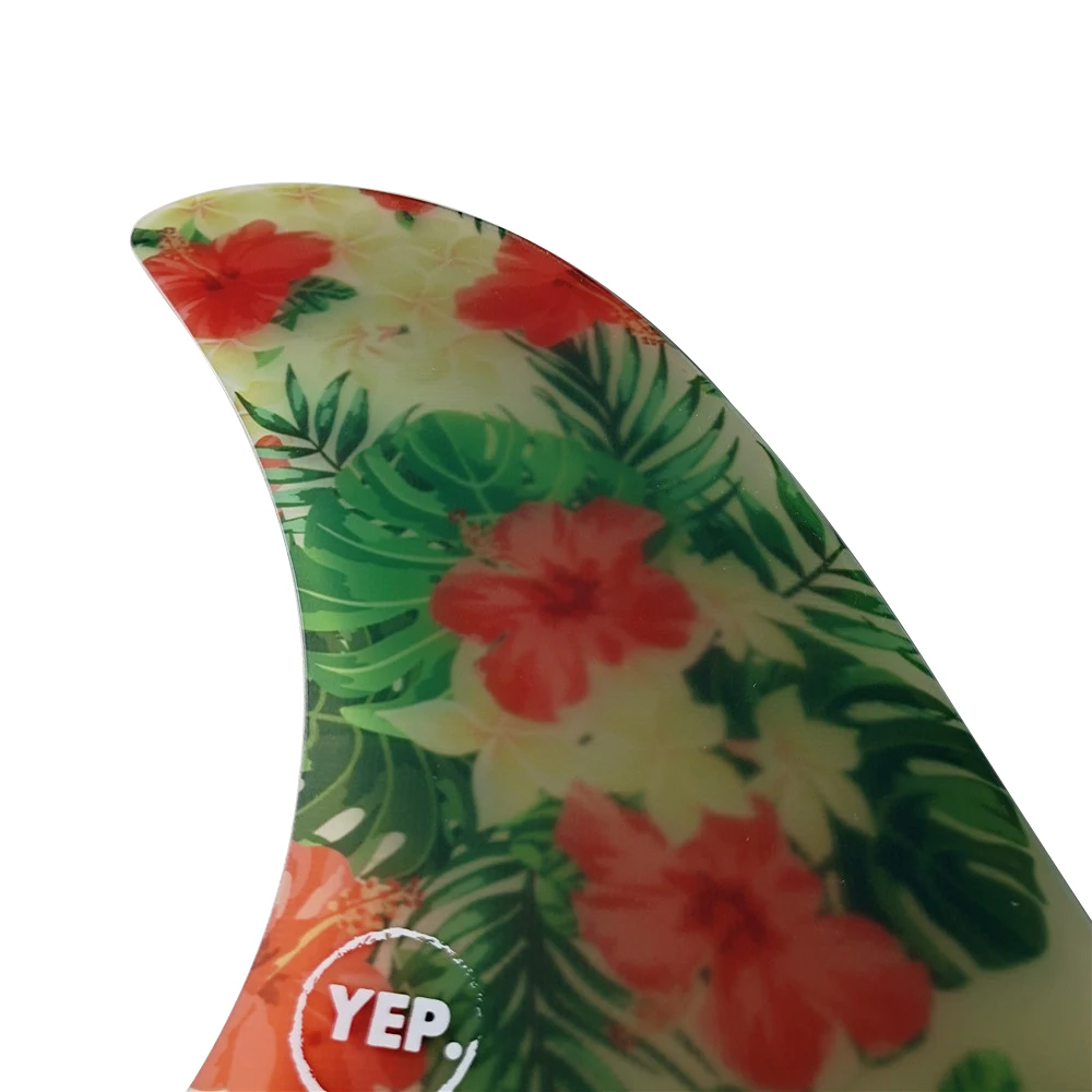 YepSurf-aleta de fibra de vidrio para tabla de Surf, patrón de flores pulidas, 9,5/10 pulgadas