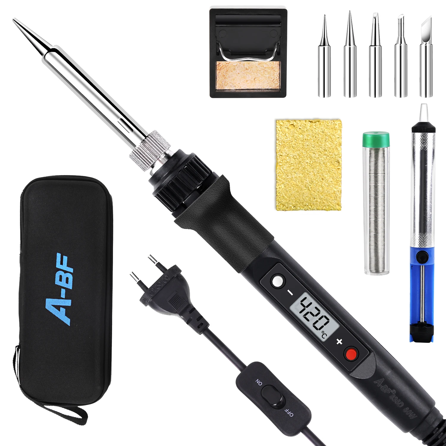 Saldatore Kit Set 60W Digital LCD Switch A-BF 836D saldatore temperatura regolabile utensili elettrici punte di saldatura