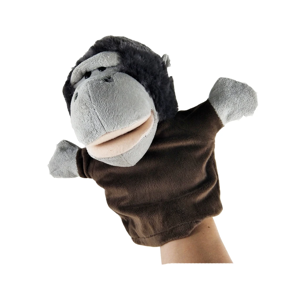 Children Hand Puppet Plush Stuffed Toy Black Orangutan With Big Mouth