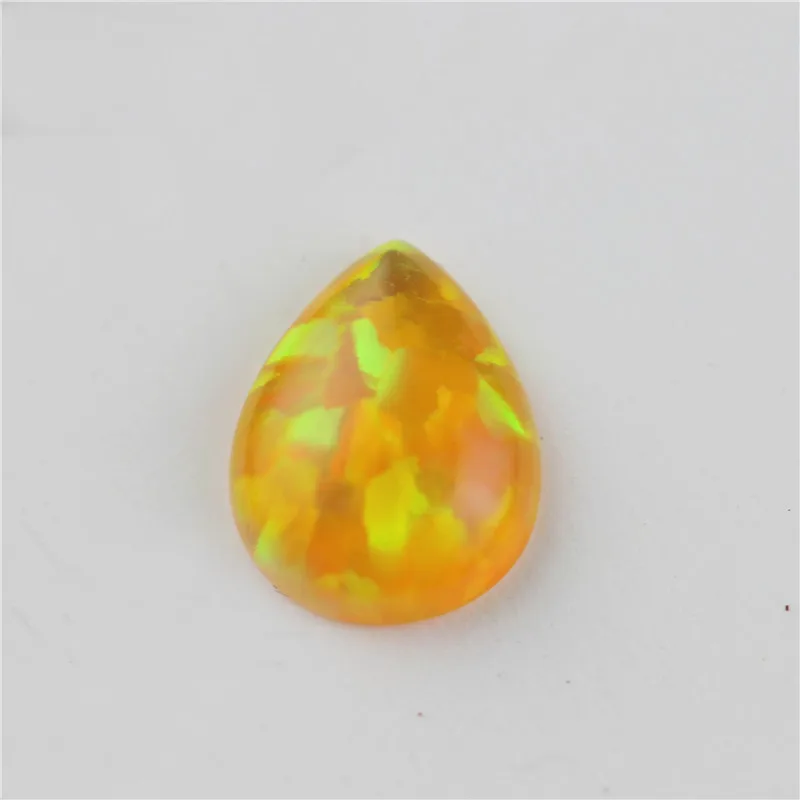 New Yellow opal stone beads gemstones pear shape drop flat base cabochon created gemstone for jewelry making DIY precious stones