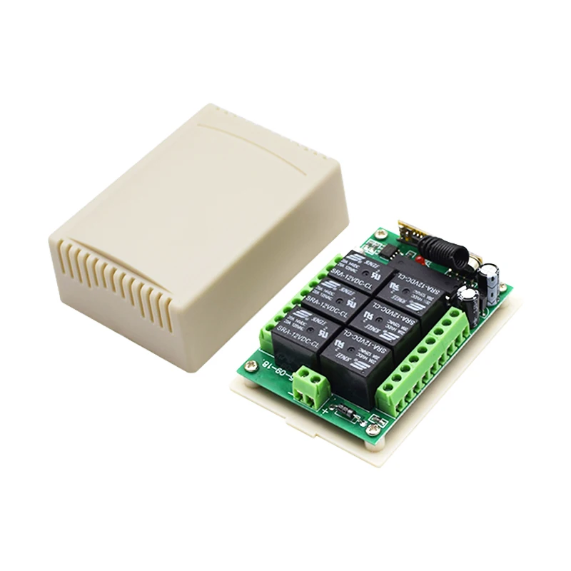 DC 12V 24V 6 Channel Universal Remote Relay Module Wireless Light Switch Receiver Control 433MHz with 6 Button RF Transmitter