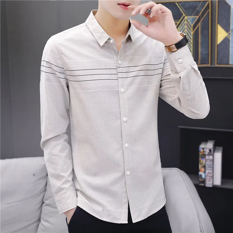 Men's Shirts Simplicity Floral Retro All-match Button Business Lapel Top Casual Slim Fit Handsome High-end Long Sleeve Cardigan