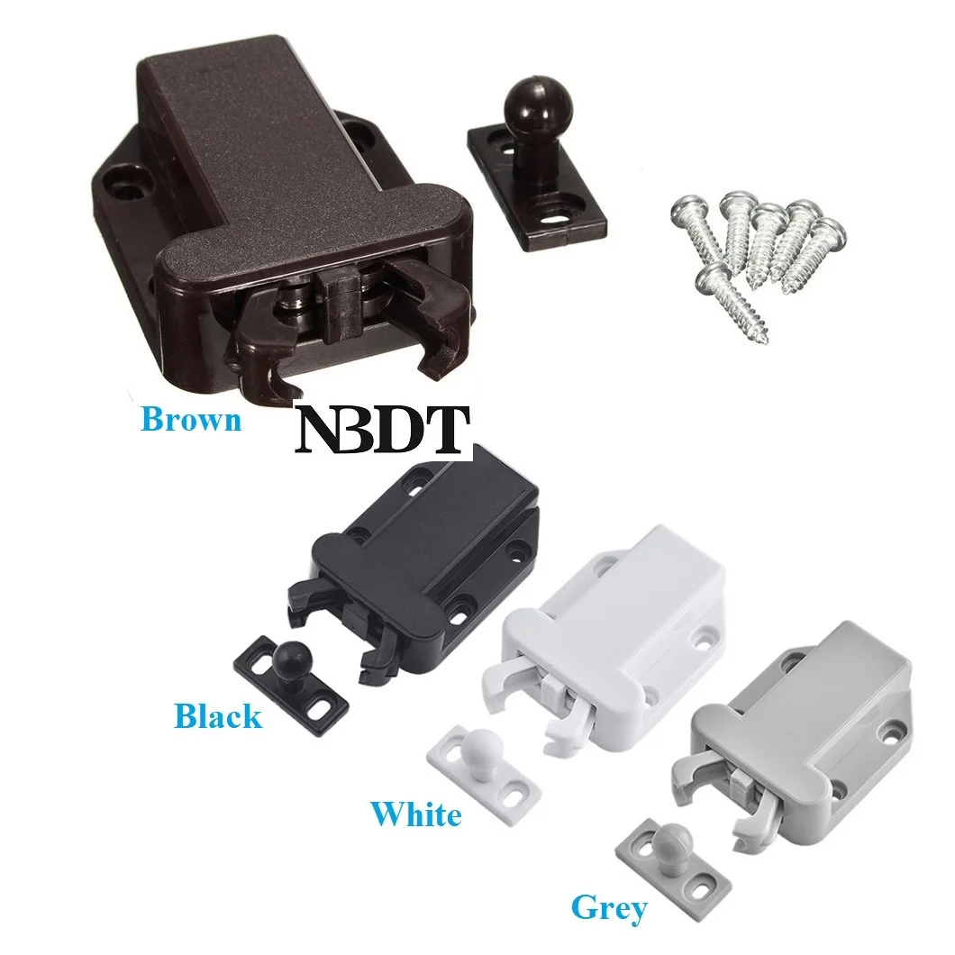 

20Pcs ABS Plastic Push to Open Touch Release Cabinet Cupboard Door Catch Latch With Screws Beetle Shaped Brown White Black Grey