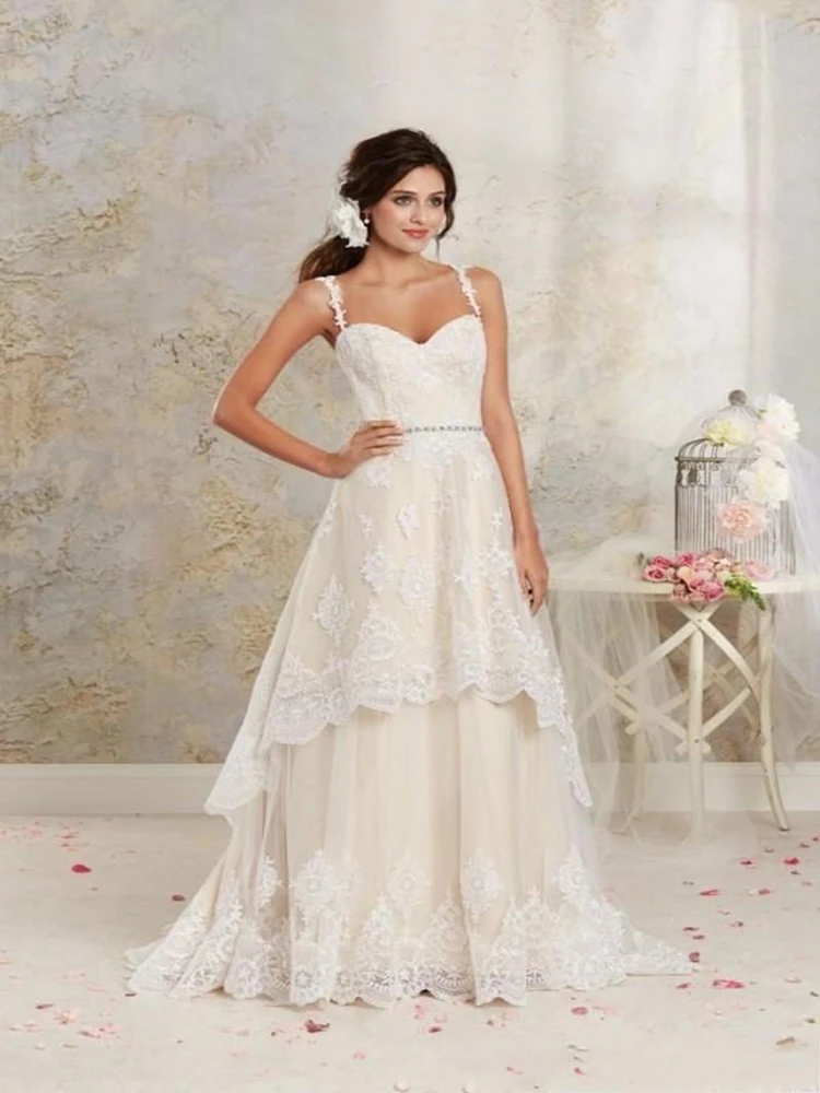 Jupe détachable ligne A Vintage, robes de mariée, bretelles Spaghetti, ceinture en cristal perlée, haute et basse, robes de mariage en dentelle, nouvelle collection 2020