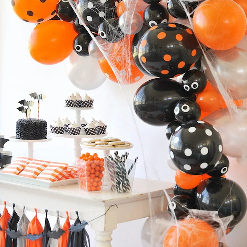 

1Set Decorative Balloon Round Latex Festive Party Supplies Bat Print Cake Flag Paper Tassel Colorful Color Decorative Balloon