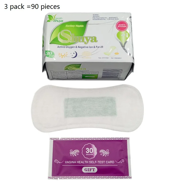 3 pack/lot love anion sanitary pads menstrual shuya anion 155mm length cotton soft feminine hygiene product 90 pieces