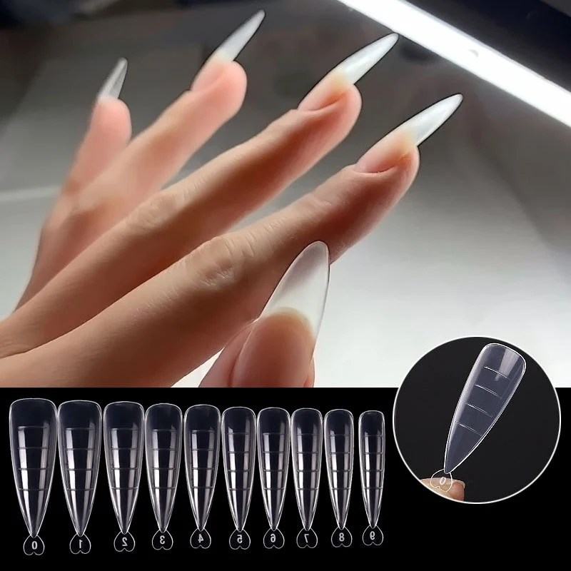 100Pcs/Box Stiletto Fake Nails Gel Building Mold Tips Dual Plastic Nail Form Guide Finger Extension Styling Manicure Tools