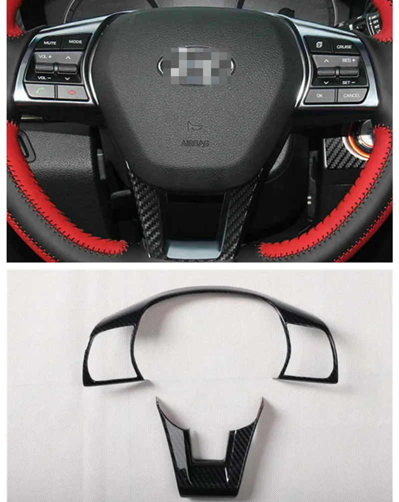 

Carbon Fiber ABS Car Steering Wheel Cover Trim Deocration Car Sticker For Hyundai Sonata 9th 2015-2018