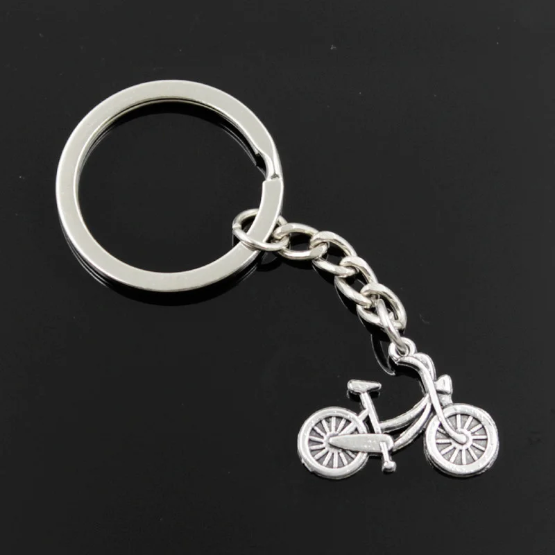 New Fashion Men 30mm Keychain DIY Metal Holder Chain Vintage Bicycle Bike 26x18mm Silver Color Pendant Gift