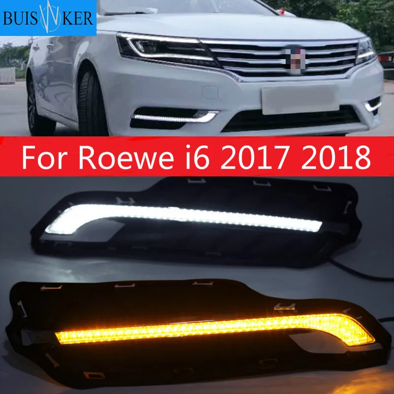 

For Roewe i6 2017 2018 Daytime running lights LED DRL Fog lamp driving lights with Yellow Turn Signal Function