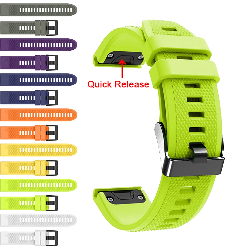 

Band for Garmin Fenix 5X 5 5S Plus 3 3 HR Quick Release Silicone Wrist Strap for Garmin Instinct / Forerunner 945 935 Watchband