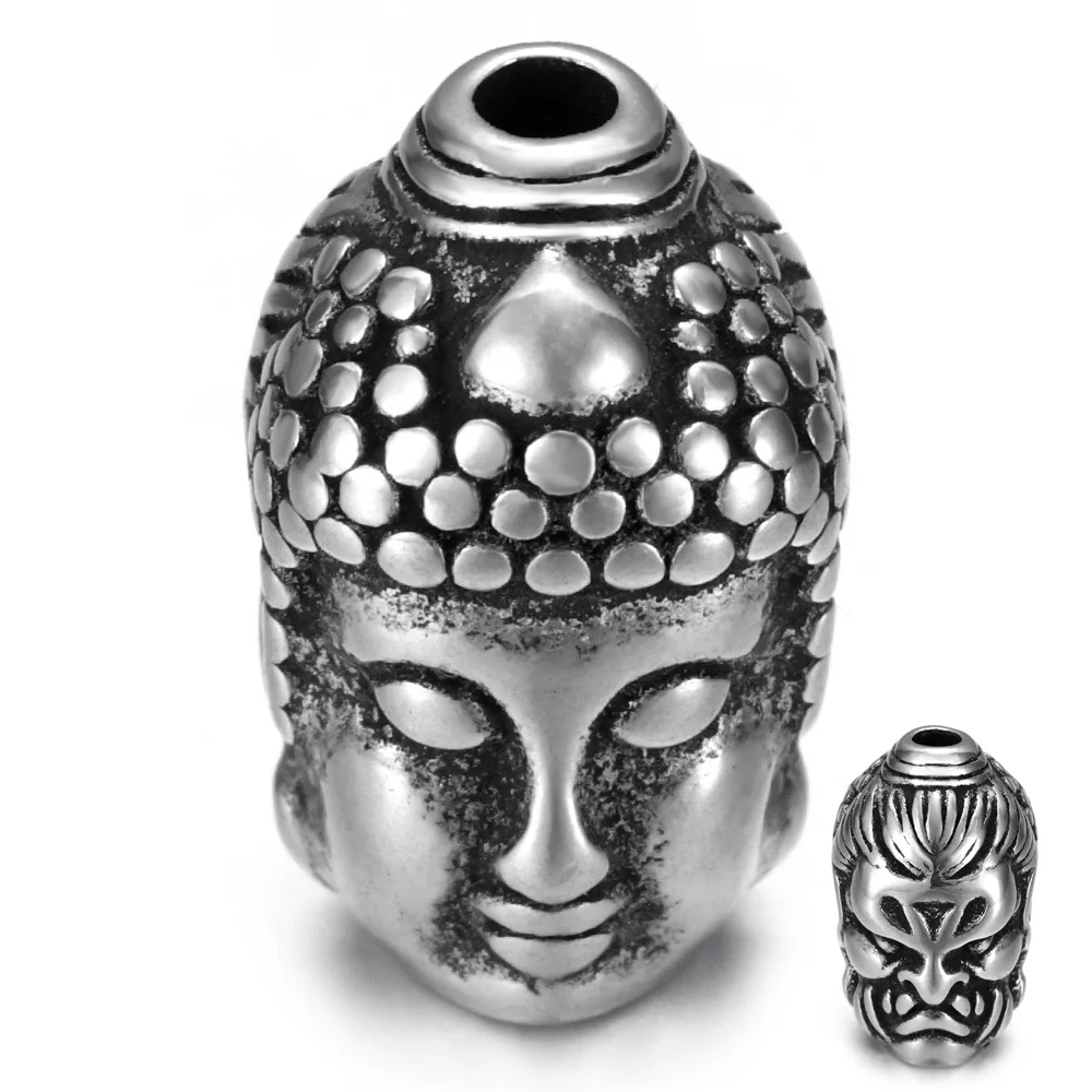 Stainless Steel Buddha Demon Bead Polished 2mm Hole Metal Spacer Beads Bracelet Charms for DIY Jewelry Making Accessories