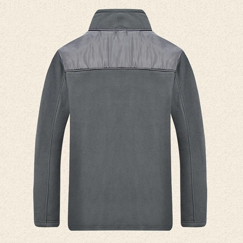 TRVLWEGO Men Outdoor Fleece Hiking Jacket Spring Autumn Windproof Thick Warm Jacket Mountaineering Camping Coat Big Bag