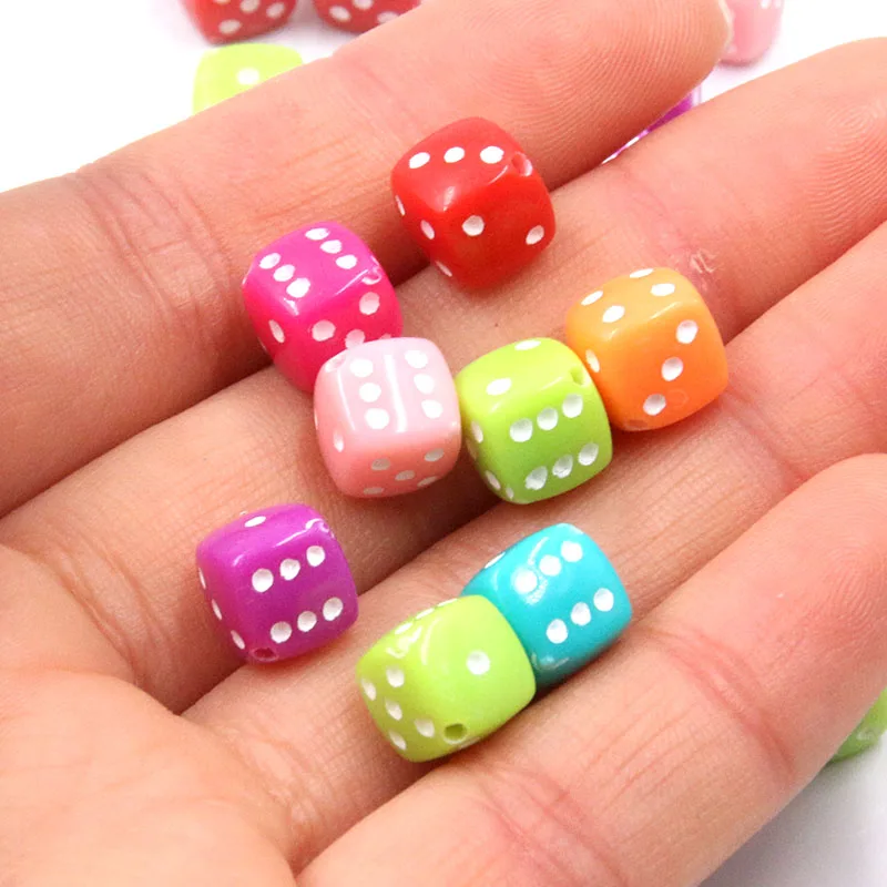 50Pcs Dices 8mm 5 Color Plastic Gaming Dice Standard Six Sided Decider Spacer Beads For DIY Jewelry Making Handmade