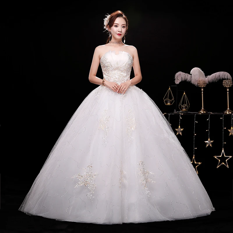 Luxury Strapless Wedding Dresses Tube Top Lace Up Dress Bride Dream Retro Wedding Dresses Ball Gowns