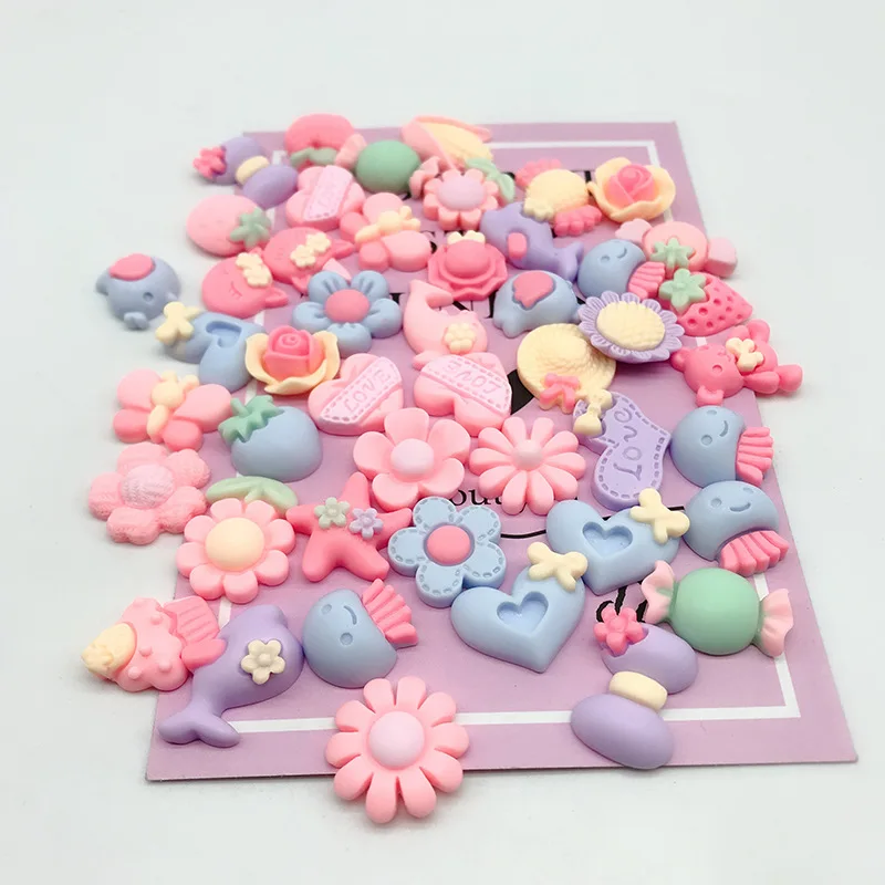 50Pcs Candy Material Kit 3D Resin Flat Cabochons Embellishment Flower Animal DIY Hairpin accessories Scrapbook Craft