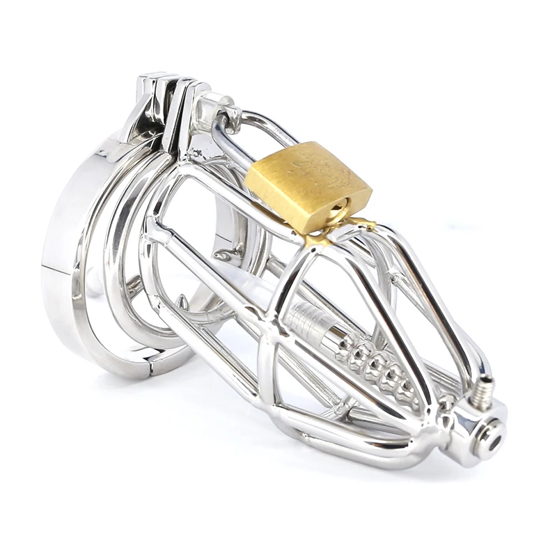 

Stop Masturbation Metal Chastity Cock Cage With Urethral Catheter Lockable Penis Ring BDSM Male Abstinence 18+ Sex Toys For Men