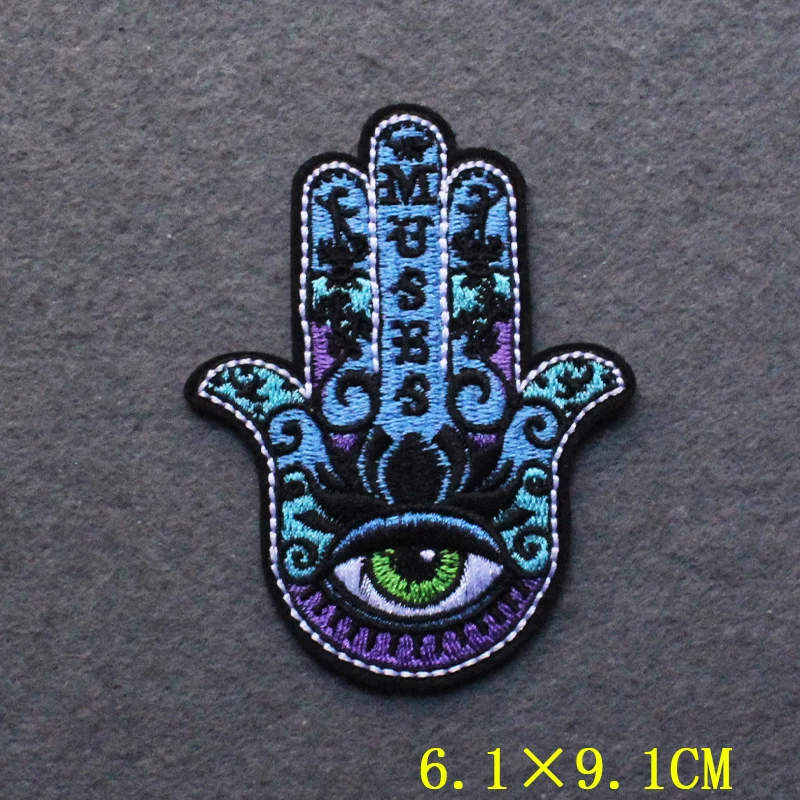 Hand of Fatima Patch Iron On Patches For Clothing DIY Hamsa Hand Fatima Patch Embroidered Patches On Clothes Stripes Decor